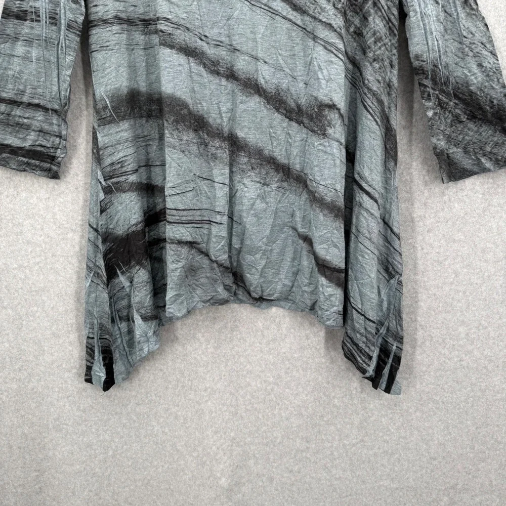Jess & Jane Abstract Tunic Top 3/4 Sleeve Asymmetrical Hem Women's‎ Size Large